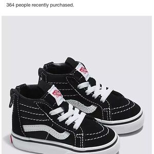 Vans Kids Black and White High-Top Sneakers Size 2